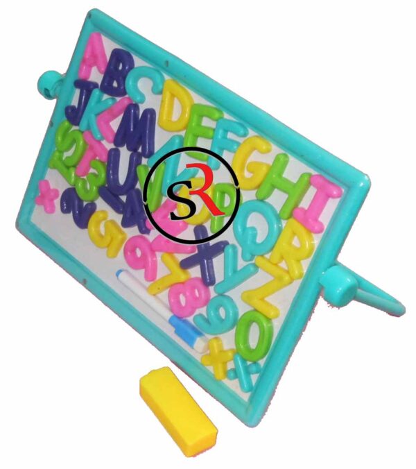Alphabets and Numbers Board Writing Slate Write and Wipe for Early learners Kids Chalk Duster 2 in 1 Board - Image 2